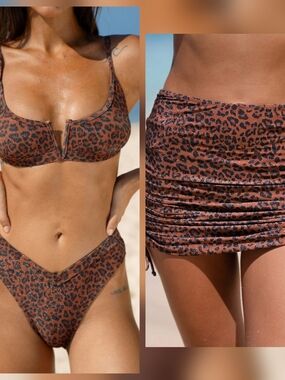 Berlook Leopard Print Bikini & Skirt Swim Set